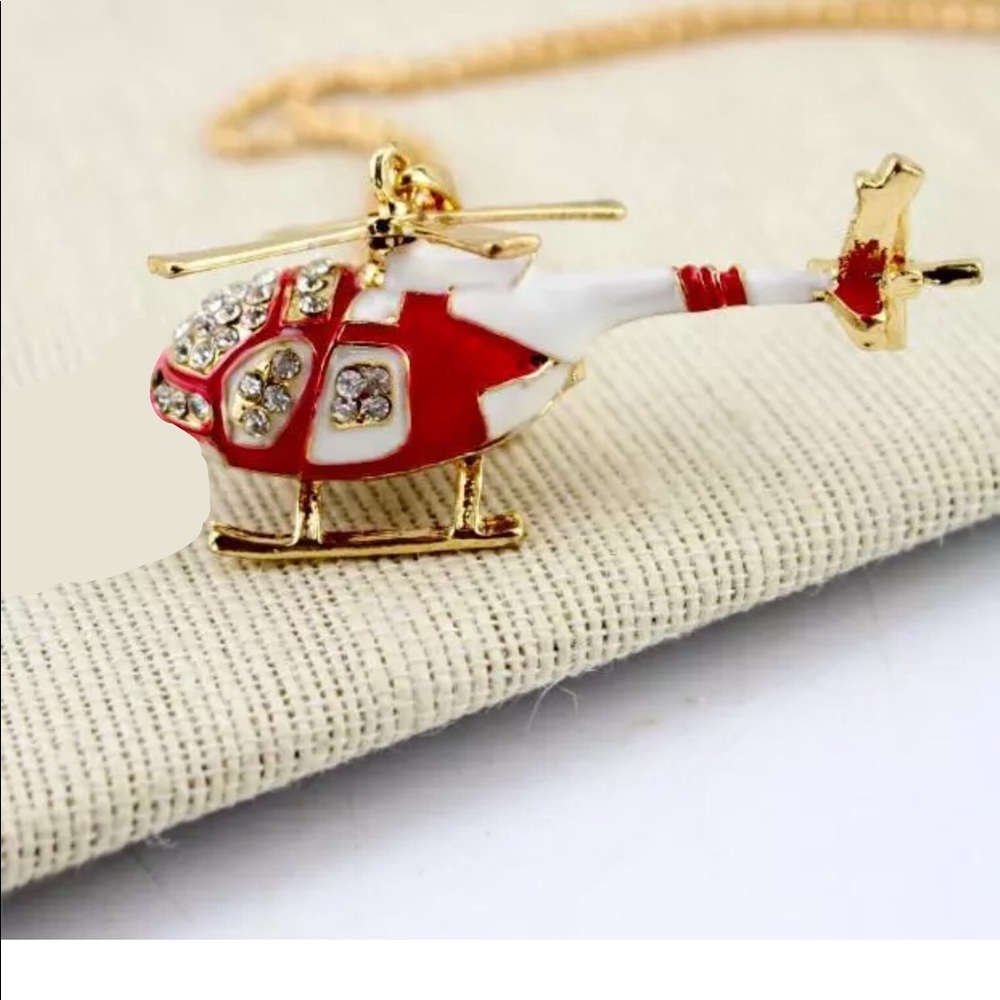 Cool Red Helicopter (Moveable Part) Necklace